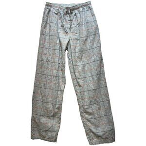 Lands' End Men's Lounge Sweatpants Drawstring Waist Size M 32-34 Gray Windowpane